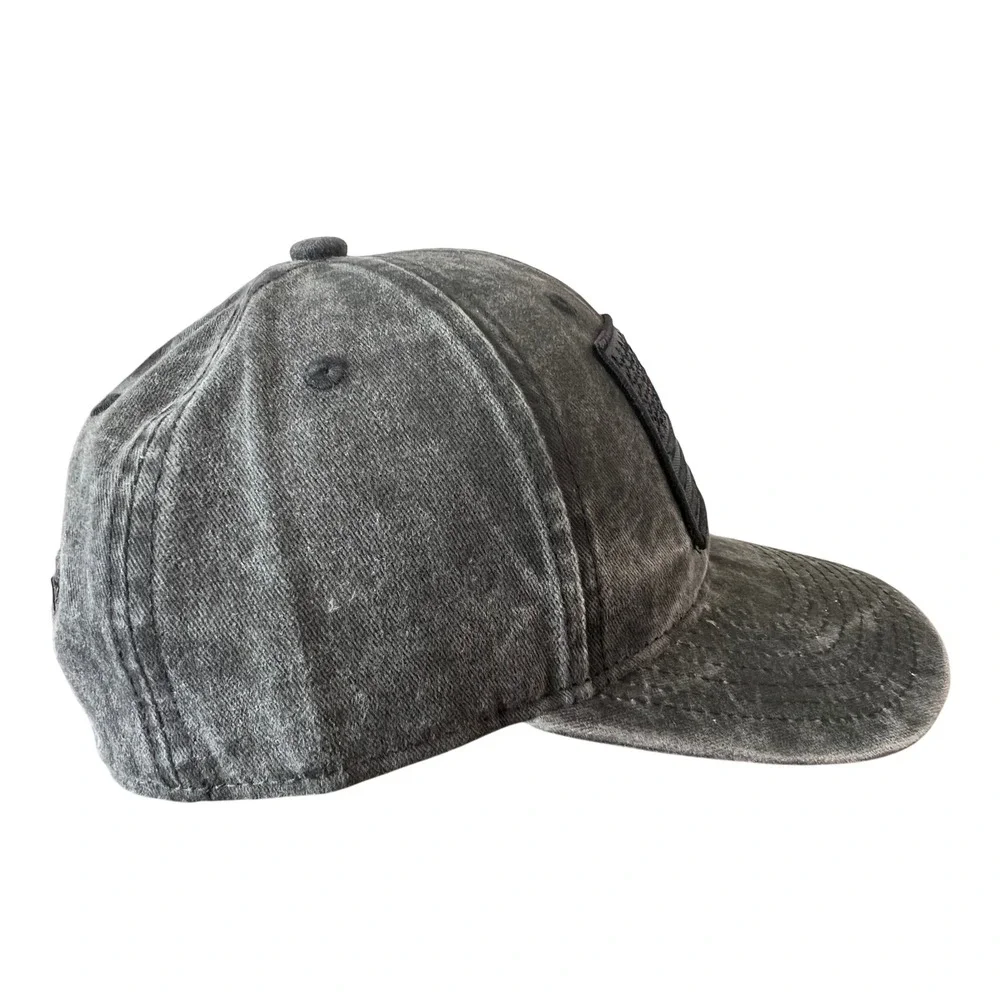 Runs Deep Tactical Mens American Flag Patch Hat Acid Wash Black Snapback Cap NEW